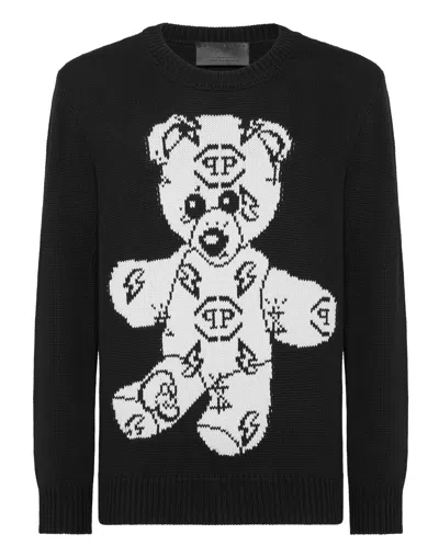 PHILIPP PLEIN ROUND NECK PULLOVER TEDDY BEAR