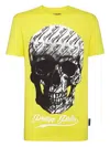 Philipp Plein T-shirt Round Neck Ss Allover Skull In Yellow