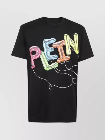 Philipp Plein Round Neck Ss T-shirt With Graphic Print In Metallic