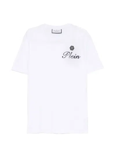Philipp Plein Round-neck T-shirt Embossed Signature In White