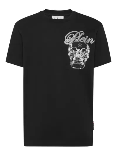 PHILIPP PLEIN ROUND-NECK T-SHIRT `GLASS SKULL`