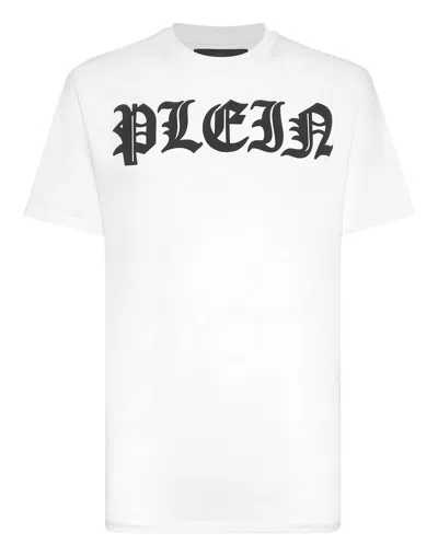 Philipp Plein Round Neck T-shirt Gothic Plein In White