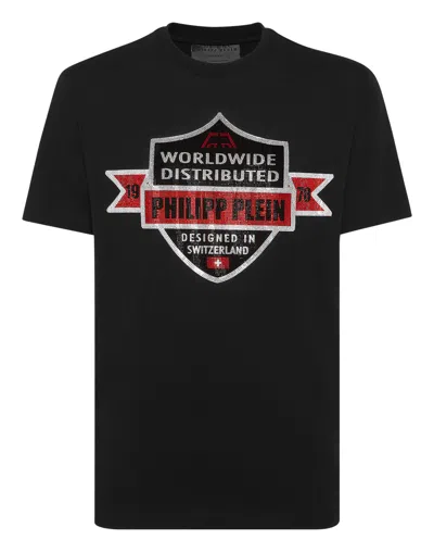 Philipp Plein Round Neck T-shirt Pp Crest In Black