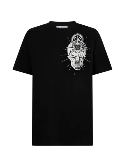 Philipp Plein Round-neck T-shirt Skull Tattoo In Black