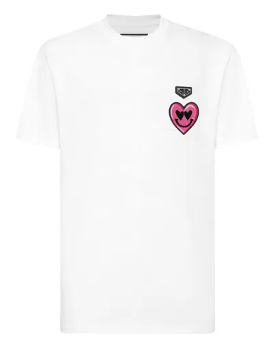 Philipp Plein Round Neck T-shirt Smile Patch In White