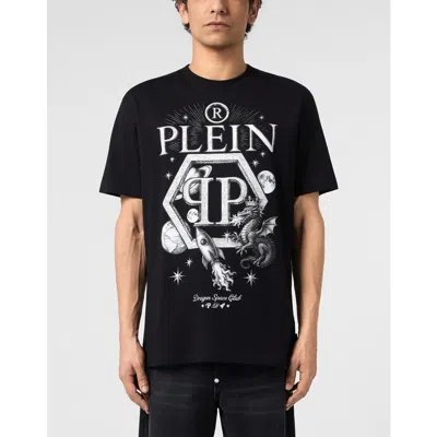 Philipp Plein Round Neck T-shirt Dragon Hexagon Men In Black