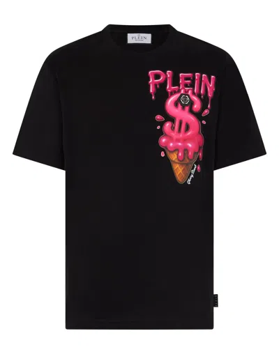 Philipp Plein Round Neck T-shirt Ice Cream Dollar In Black