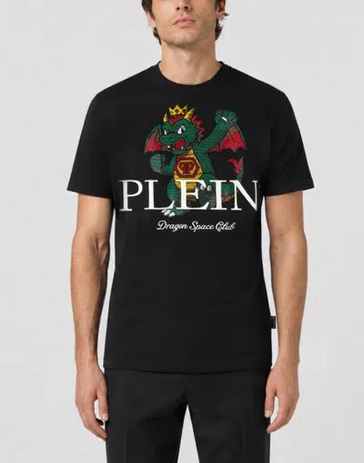 Philipp Plein Round Neck T-shirt Plein Dragon Stones Men In Black
