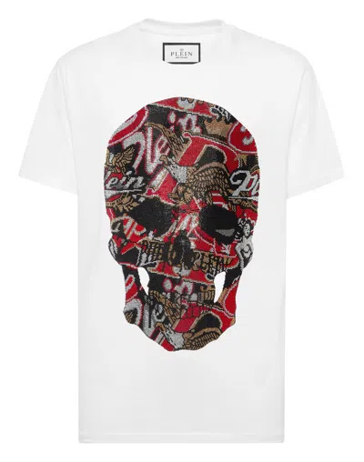 Philipp Plein Round Neck T-shirt Skull Stones In White