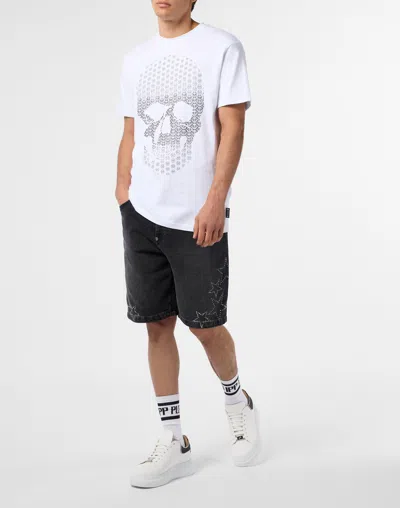 Philipp Plein Round Neck T-shirt Skull Strass Skull Strass In Multi