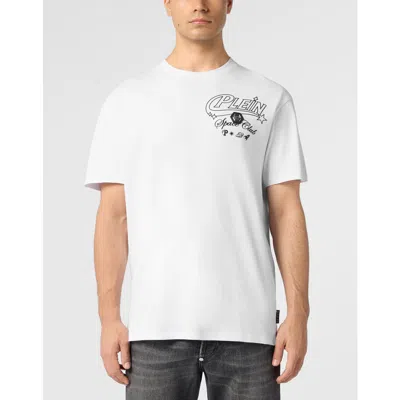 Philipp Plein Round Neck T-shirt Space Club Logo Men In White