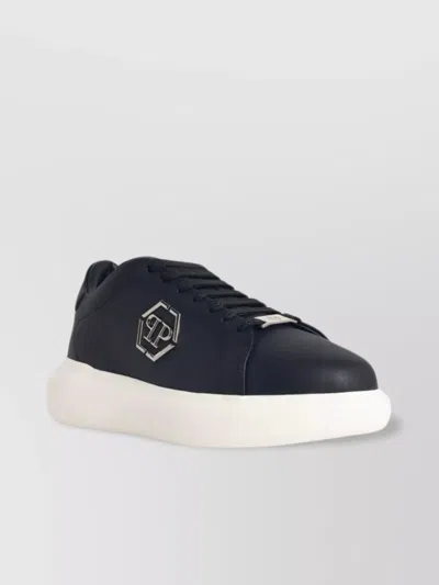 Philipp Plein 'round Toe' Leather Sneakers With Rubber Sole