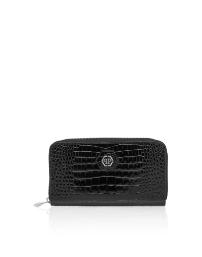 Philipp Plein Rounded Zip Wallet Cocco Shiny Women In Red