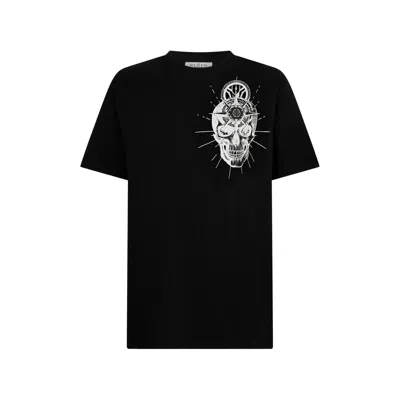 Philipp Plein Round-neck T-shirt Skull Tattoo In Black