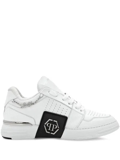 Philipp Plein Royal Street Leather Sneakers In White