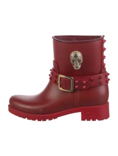 Pre-owned Philipp Plein Rubber Rain Boots In Red