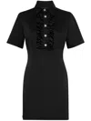 Philipp Plein Ruffle-trim Short-sleeve Minidress In Black