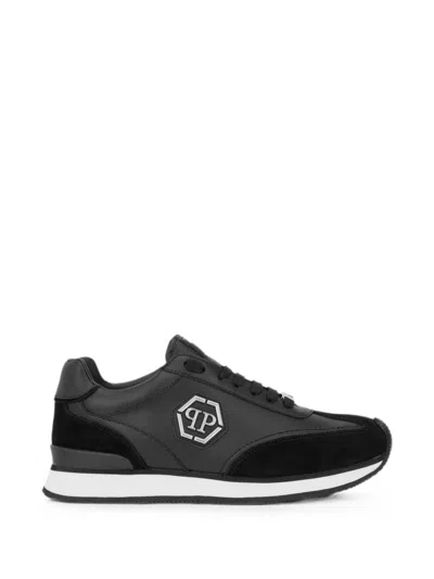 Philipp Plein Runner Hexagon Patch Sneakers In Black