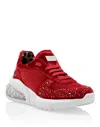 Philipp Plein Velvet Studs Low-top Sneakers In Red