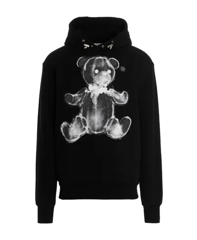 Philipp Plein Rx Teddy Bear Hooded Sweater In Black