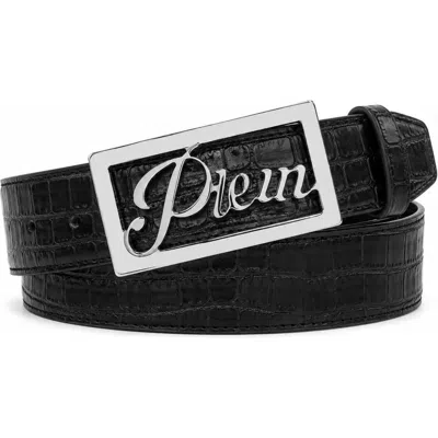 Philipp Plein Saffiano Leather Belt Cocco Men In Black