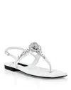 Philipp Plein Sandals Flat Crystal Skull With Crystals In White