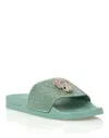 Philipp Plein Sandals Flat Skull With Crystals In Green