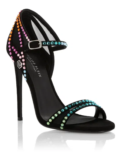 Philipp Plein Sandals High Heels Crystal In Black