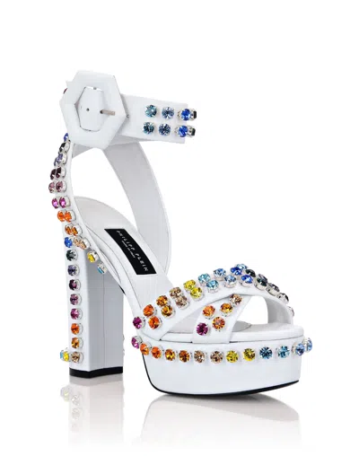 Philipp Plein Crystal-embellished Sandals In White