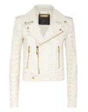 Philipp Plein Sangallo Leather Biker Jacket In White