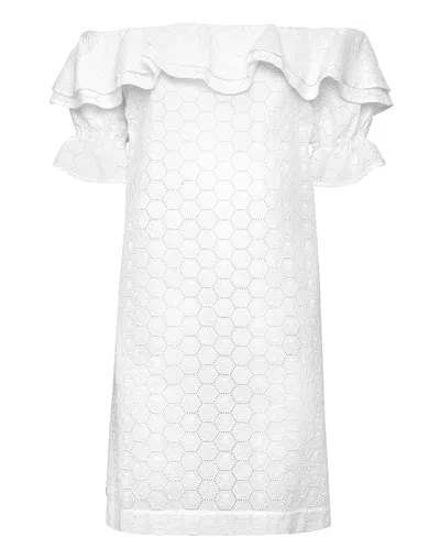 Philipp Plein Sangallo Short Dress Lace In White