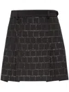 Philipp Plein Sartorial Pleated Jacquard Miniskirt In Black