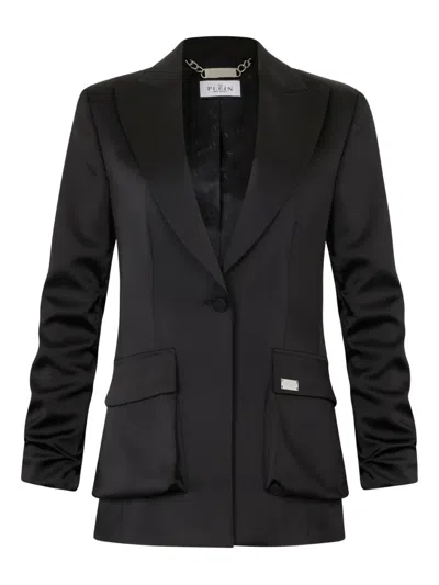 Philipp Plein Satin Blazer In Black