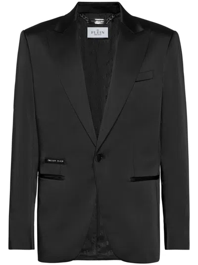 Philipp Plein Satin Blazer In Black