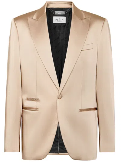 Philipp Plein Satin Blazer In Neutrals