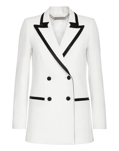 Philipp Plein Satin Blazer In White