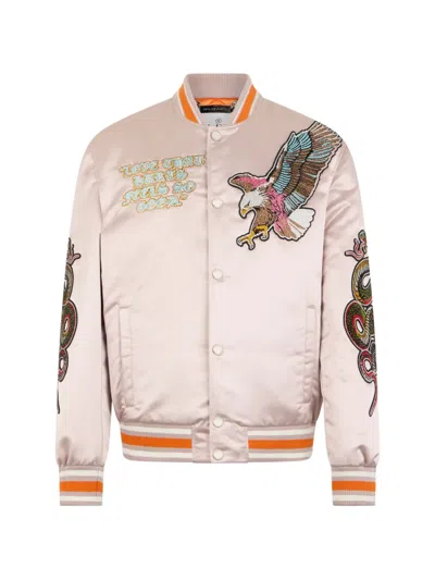Philipp Plein Satin Bomber Jacket In Pink