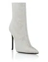Philipp Plein Satin Boots High Heels Mid Monogram Strass