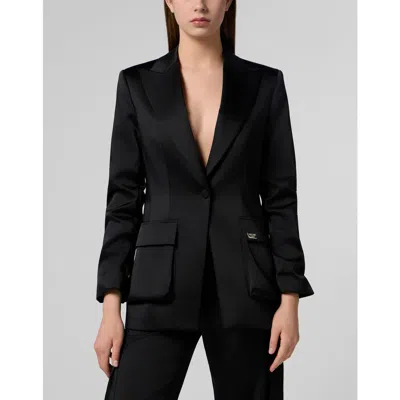 Philipp Plein Satin Cargo Fit Blazer Women In Black