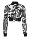 Philipp Plein Satin Cropped Bomber In Multi