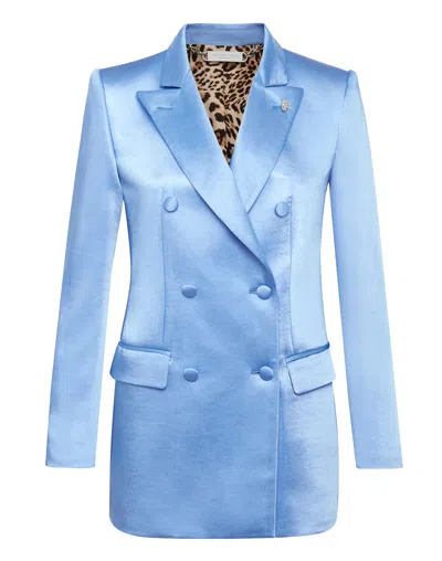 Philipp Plein Satin Dandy Blazer In Blue