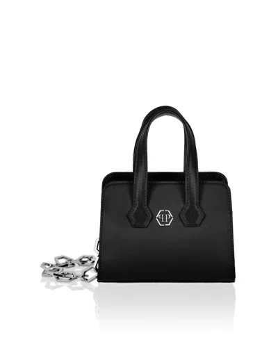 Philipp Plein Logo-plaque Satin-finish Tote Bag In Black