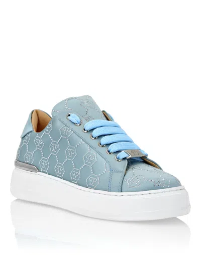 Philipp Plein Satin Lo Top Sneakers Monogram Strass In Multi