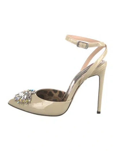 Pre-owned Philipp Plein Satin Slingback Pumps In Neutral