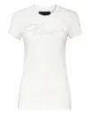 Philipp Plein Satin T-shirt Round Neck Ss Embroidery Signature In White