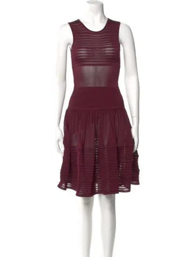 Pre-owned Philipp Plein Scoop Neck Knee-length Dress In Burgundy