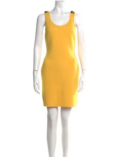 Pre-owned Philipp Plein Scoop Neck Mini Dress In Yellow