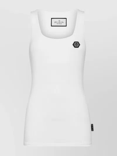 Philipp Plein Scoop Neck Sleeveless Tops In White