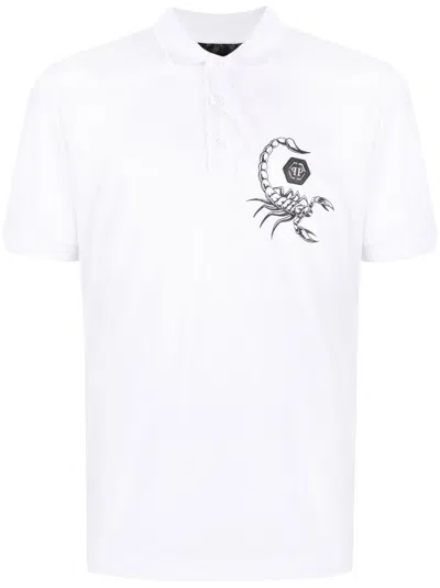 Philipp Plein Scorpion-print Polo Shirt In White