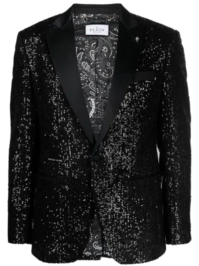Philipp Plein Sequin-embellished Blazer In Black